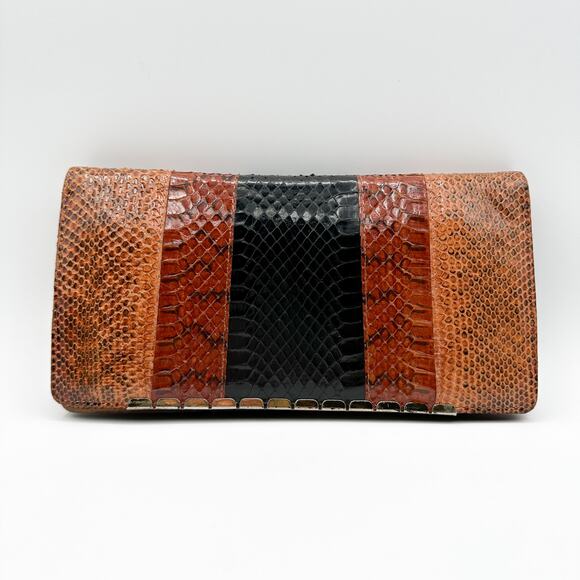 Vintage Snake Skin Envelope Clutch Wallet Hand-Stitched Embossed Design - Picture 4 of 13